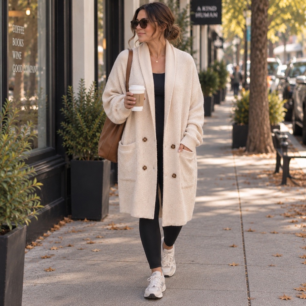 J. Crew Ivory Double-breasted cardigan coat in Supersoft yarn Cozy | Size M